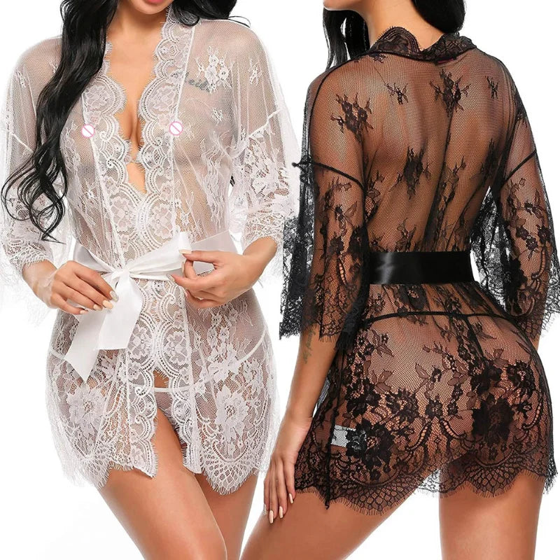 Classic Laced Night Dress and Thong Set