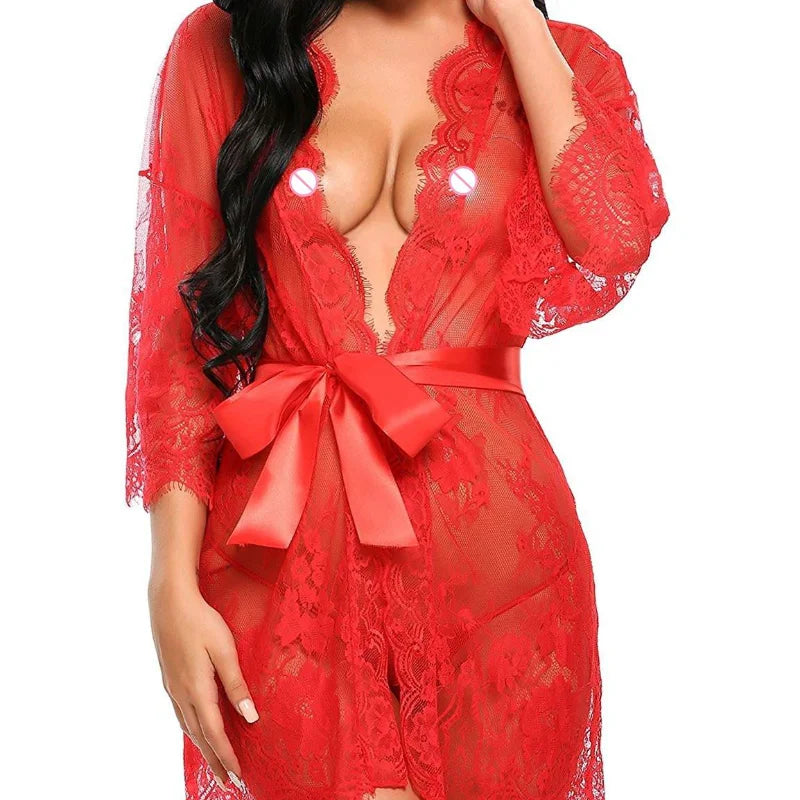 Classic Laced Night Dress and Thong Set