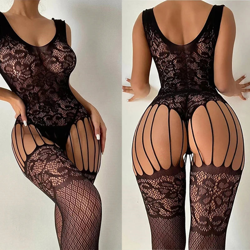 10 Open Crotch High Stretch Full Body Stocking Sets