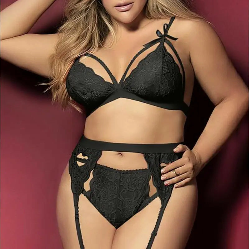 Luxury Plus Size Garter Belt Lingerie Set