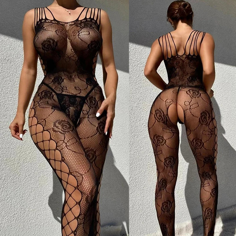 10 Open Crotch High Stretch Full Body Stocking Sets