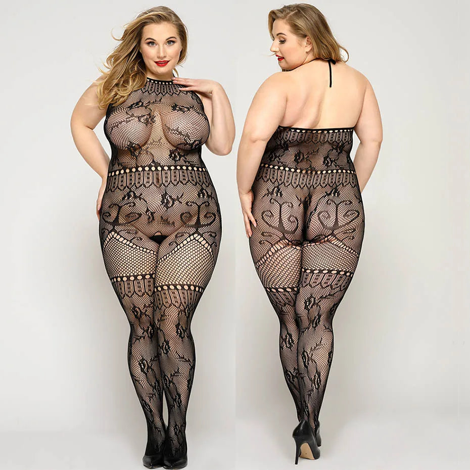 JSY Plus Size Fishnet Lingerie