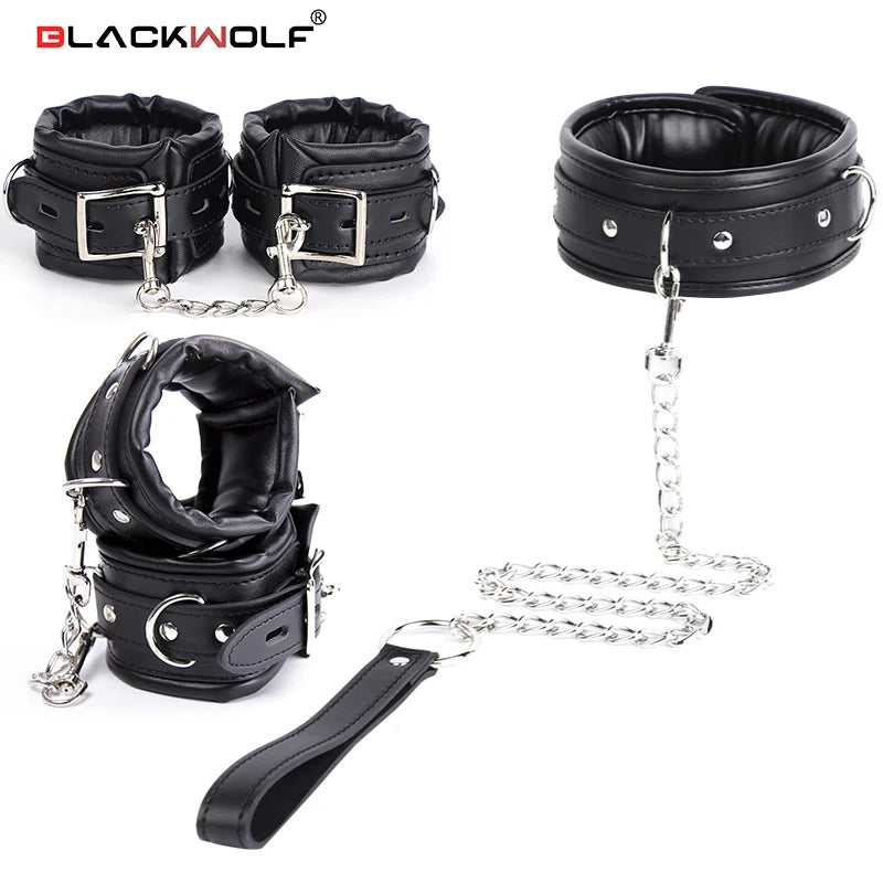 BLACKWOLF Sponge BDSM Restraint Set - Collar and Cuffs